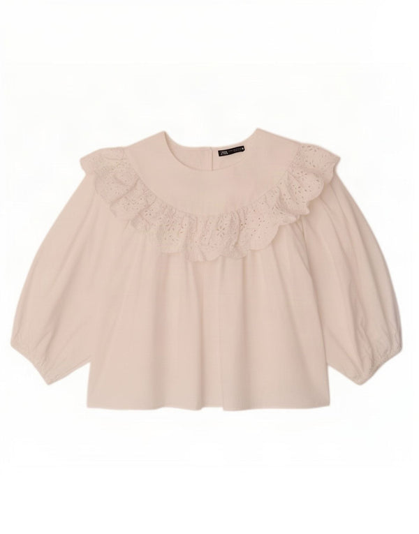 Zara Blusa extragrande con manga 3/4 para mujer UK 40 Algodón blanco mediano