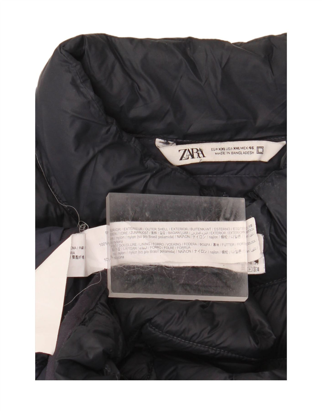 ZARA Chaqueta Acolchada Hombre ES 44 2XL Nylon Negro