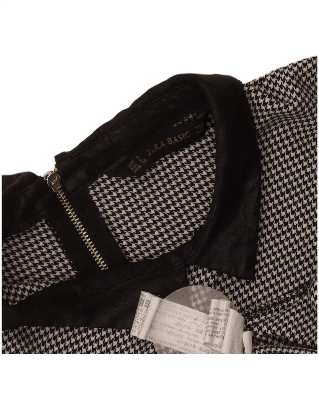 Zara Vestido recto para mujer UK 44 Grande Poliéster de pata de gallo negro
