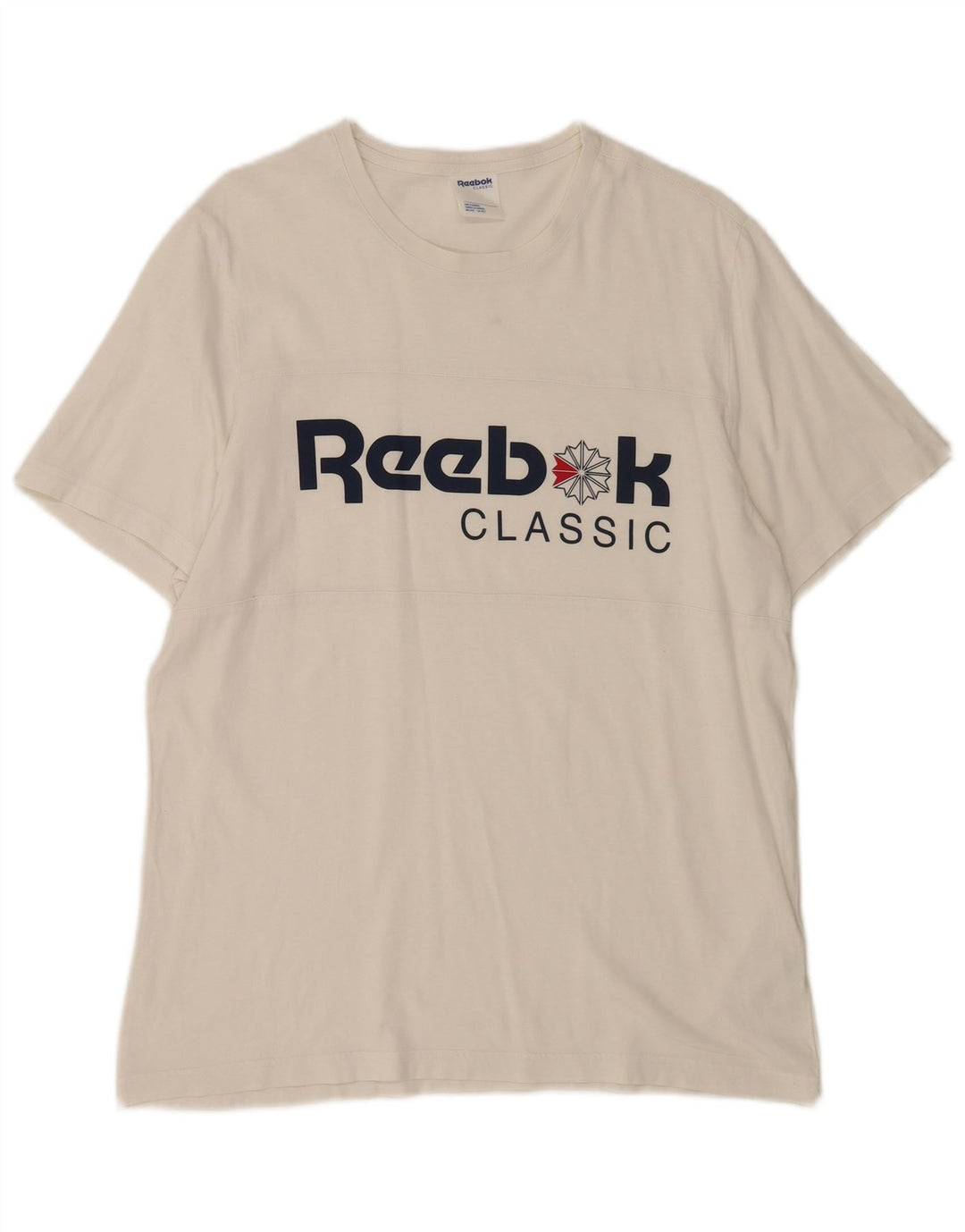 Reebok Camiseta clásica con gráfico para hombre, talla grande, algodón blanco