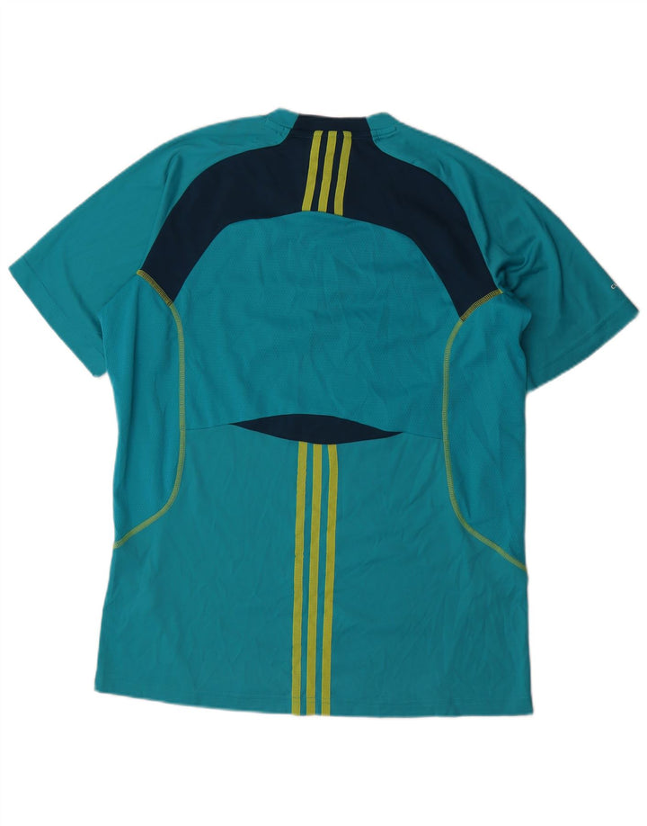 Adidas Hombre Climacool Camiseta Top Grande Azul Colorblock Poliéster