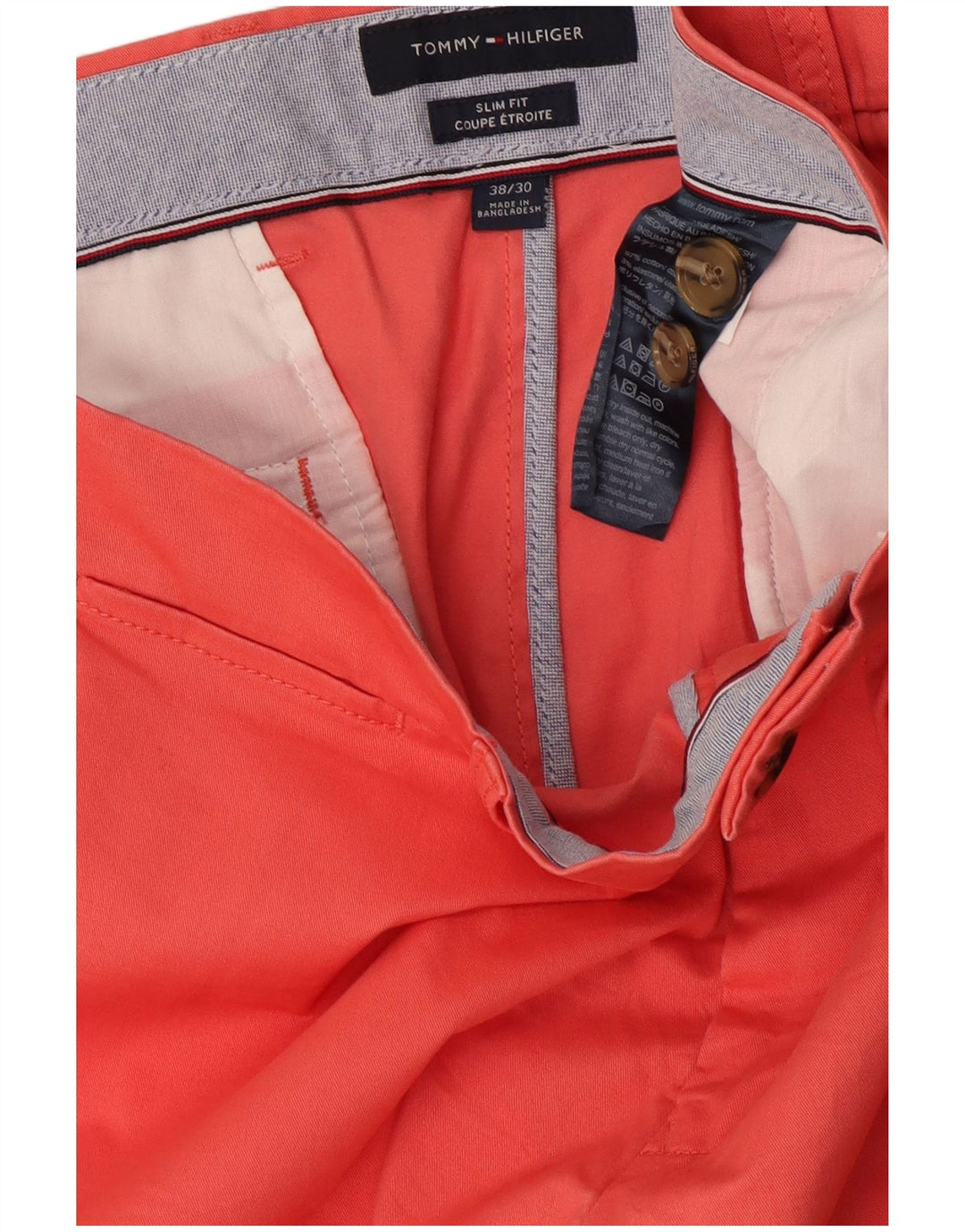 Tommy Hilfiger Pantalones chinos ajustados para hombre W38 L30 Algodón rosa