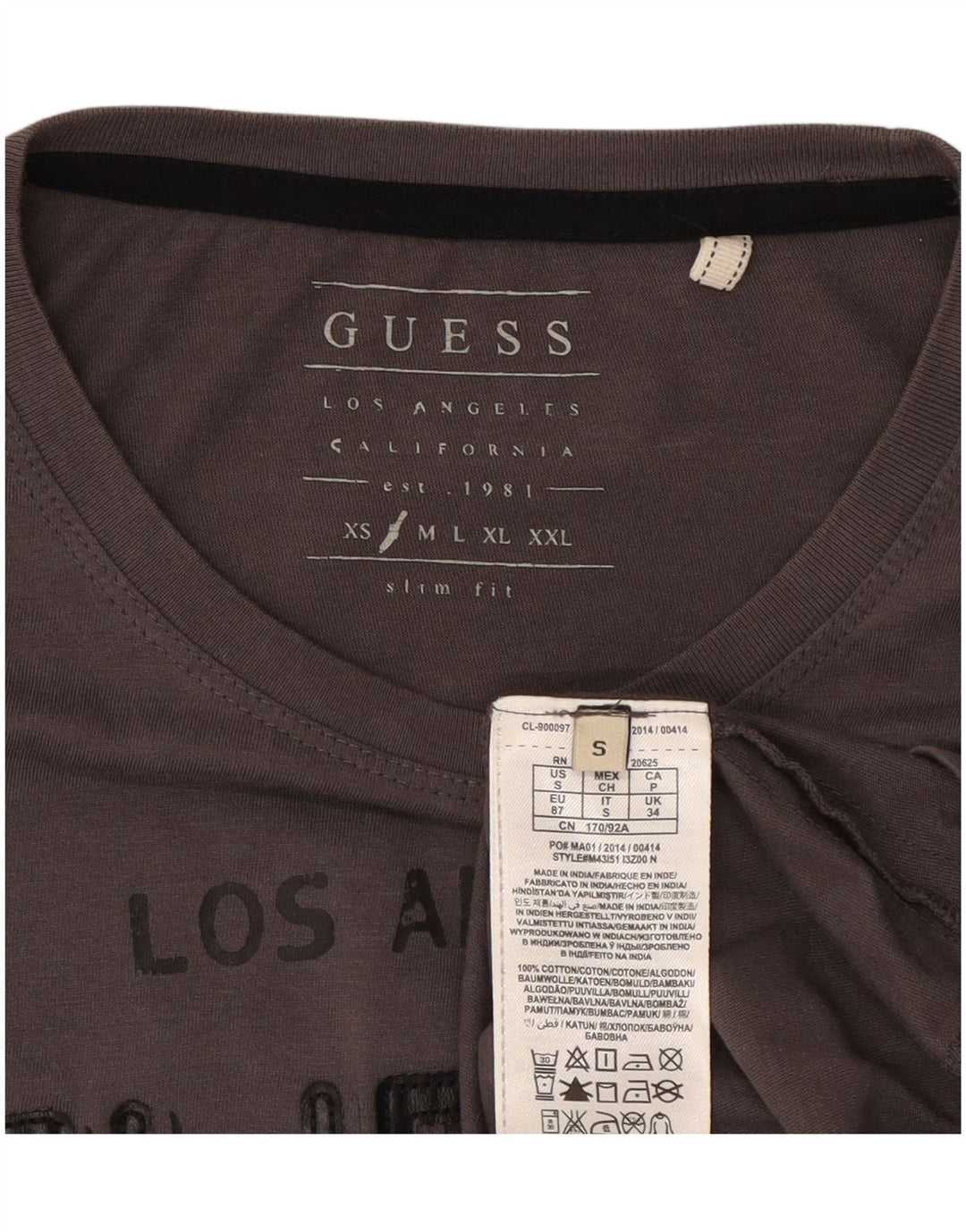 Guess Camiseta gráfica de manga larga para hombre, algodón gris pequeño
