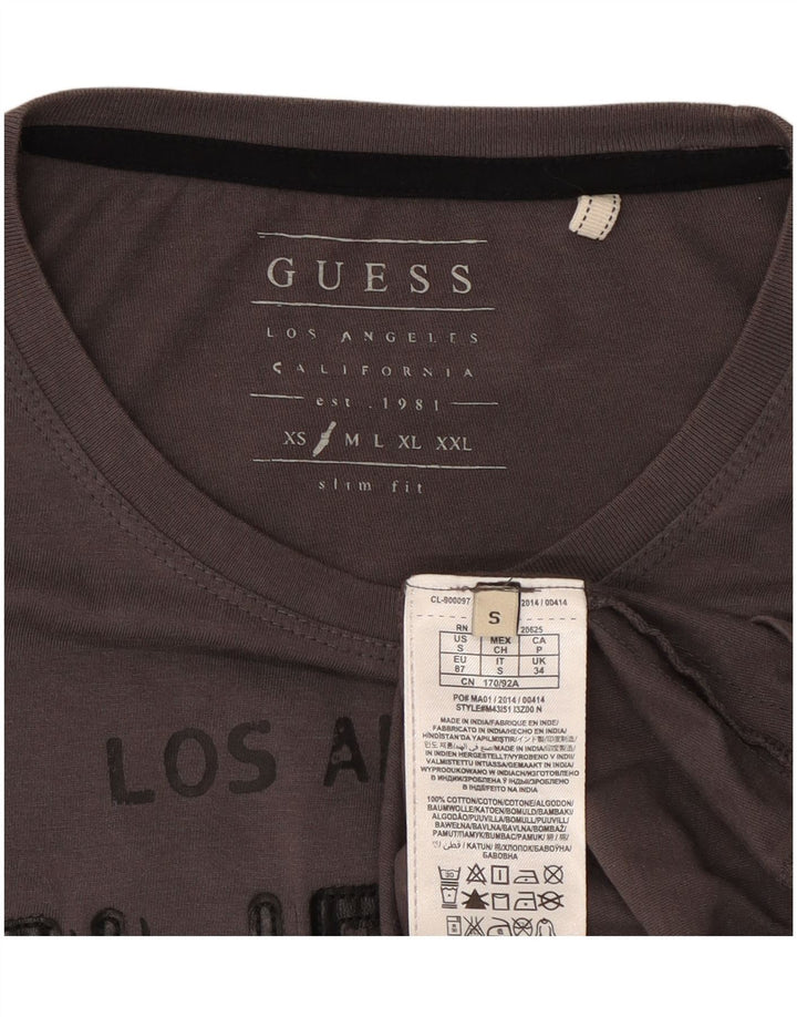 Guess Camiseta gráfica de manga larga para hombre, algodón gris pequeño