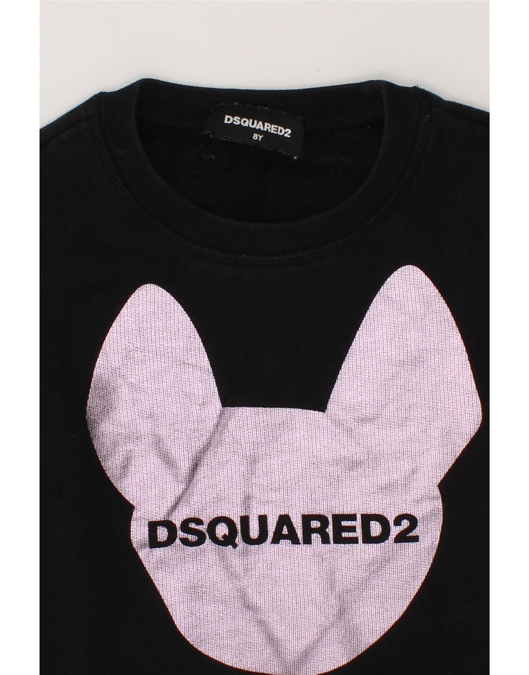 DSQUARED Girls Graphic Sweatshirt Jumper 7-8 Years Black Cotton Vintage Dsquared and Second-Hand Dsquared from Messina Hembry 