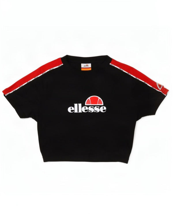 Ellesse Camiseta corta con gráfico para mujer UK 10 Small Black Colourblock