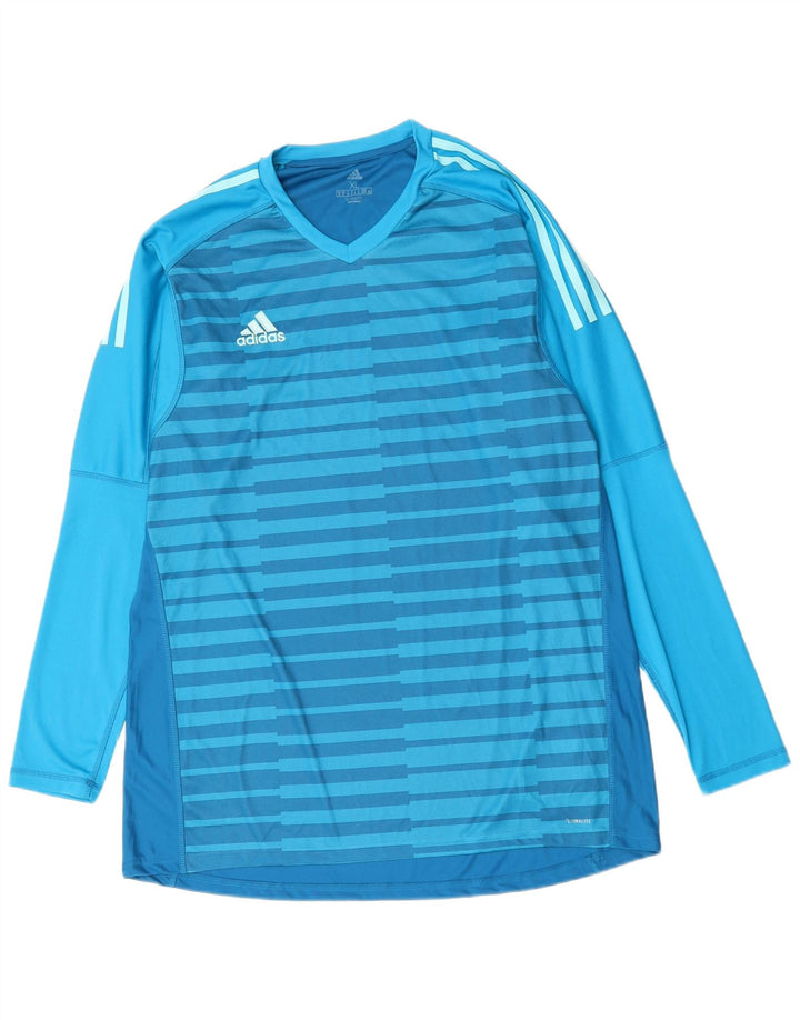 ADIDAS Camiseta Climalite para hombre Top XL Poliéster a rayas azules