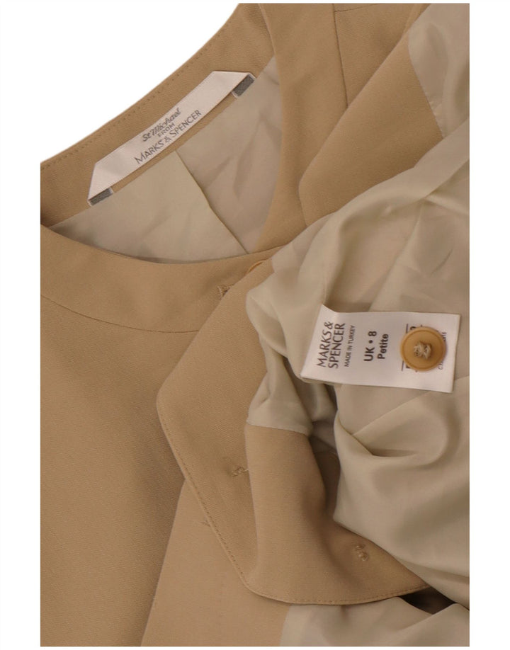Marks & Spencer Chaqueta tipo blazer larga para mujer UK 8 Small Beige Poliéster