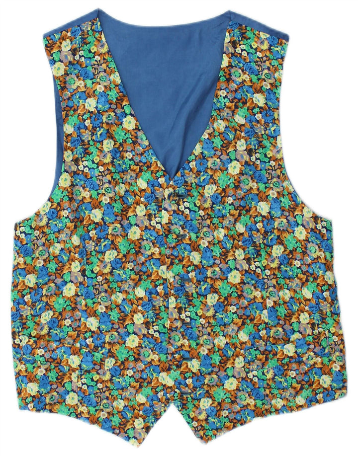 Chaleco vintage para hombre pequeño azul floral