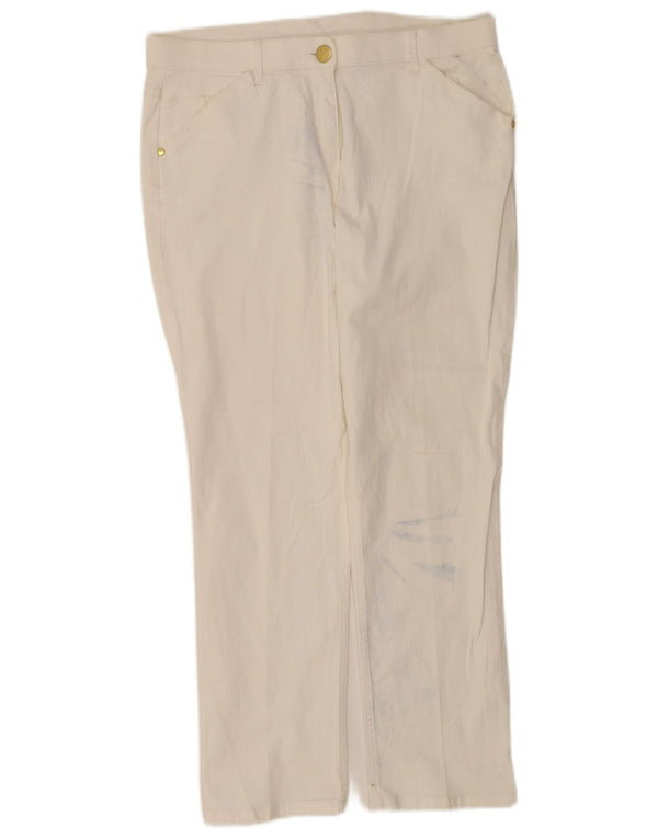 Marks & Spencer Pantalones informales cónicos para mujer UK 40 Large W34 L27 Blanco
