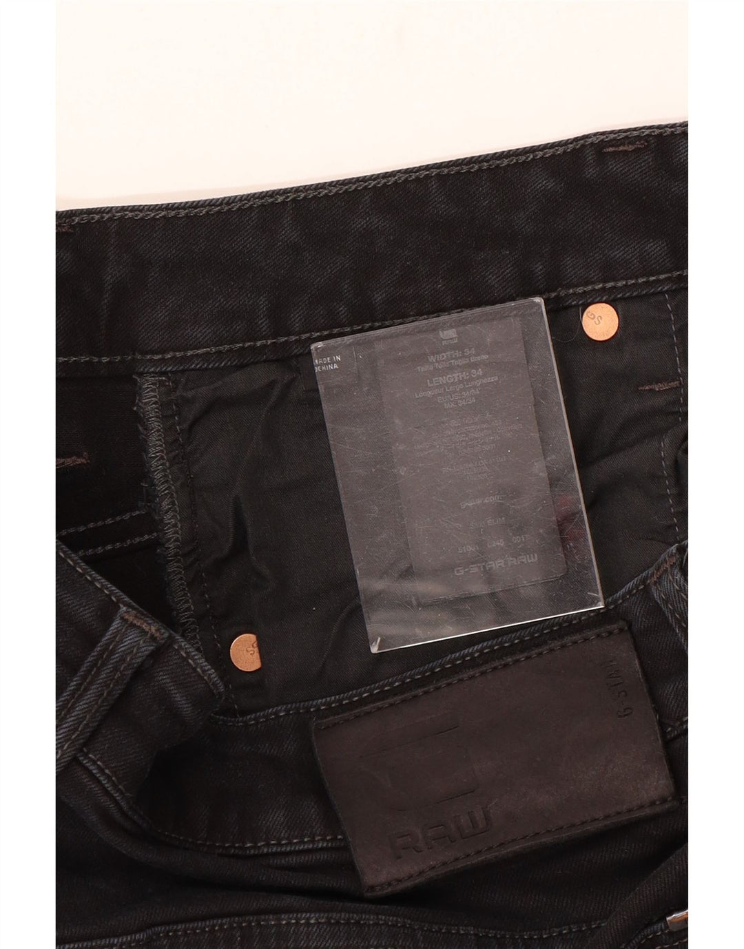 G-Star Hombre 3301 Vaqueros Slim W34 L34 Algodón Negro