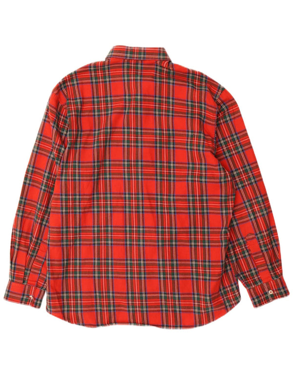 Camisa de franela vintage para hombre talla 44 XL algodón a cuadros rojo