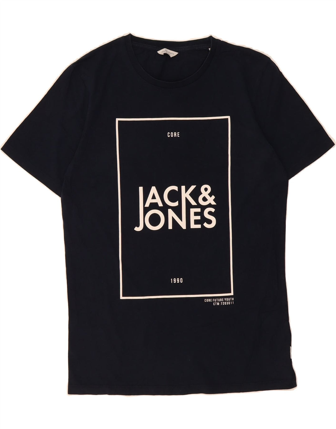 JACK & JONES Mens Graphic T-Shirt Top Medium Navy Blue Cotton Vintage Jack & Jones and Second-Hand Jack & Jones from Messina Hembry 