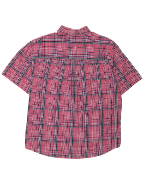 Chaps Camisa de manga corta para hombre de fácil cuidado XL algodón a cuadros rosa