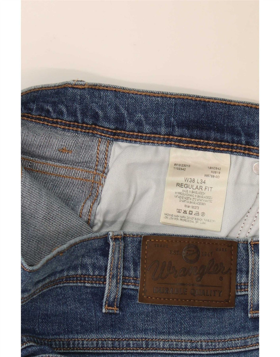 Wrangler Vaqueros rectos de corte regular para hombre W38 L34 Algodón azul
