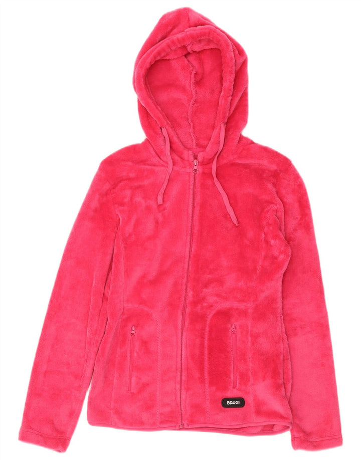BRUGI Chaqueta polar con capucha para mujer UK 10 Small Pink Poliéster