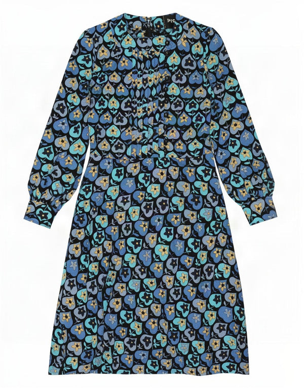Vestido evasé de manga larga para mujer UK 40 Pequeño corazón floral multicolor