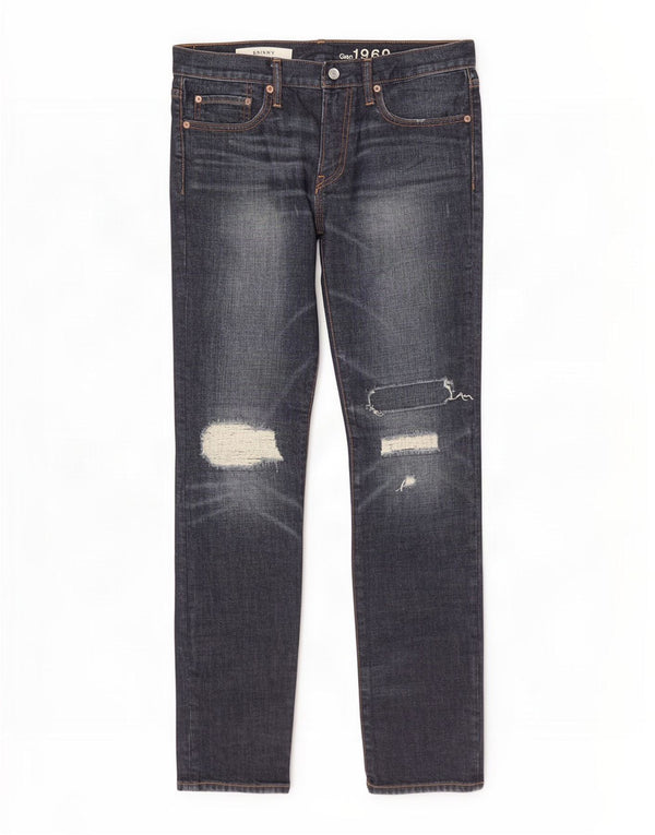 Gap Vaqueros pitillo desgastados para hombre W30 L32 Algodón azul marino
