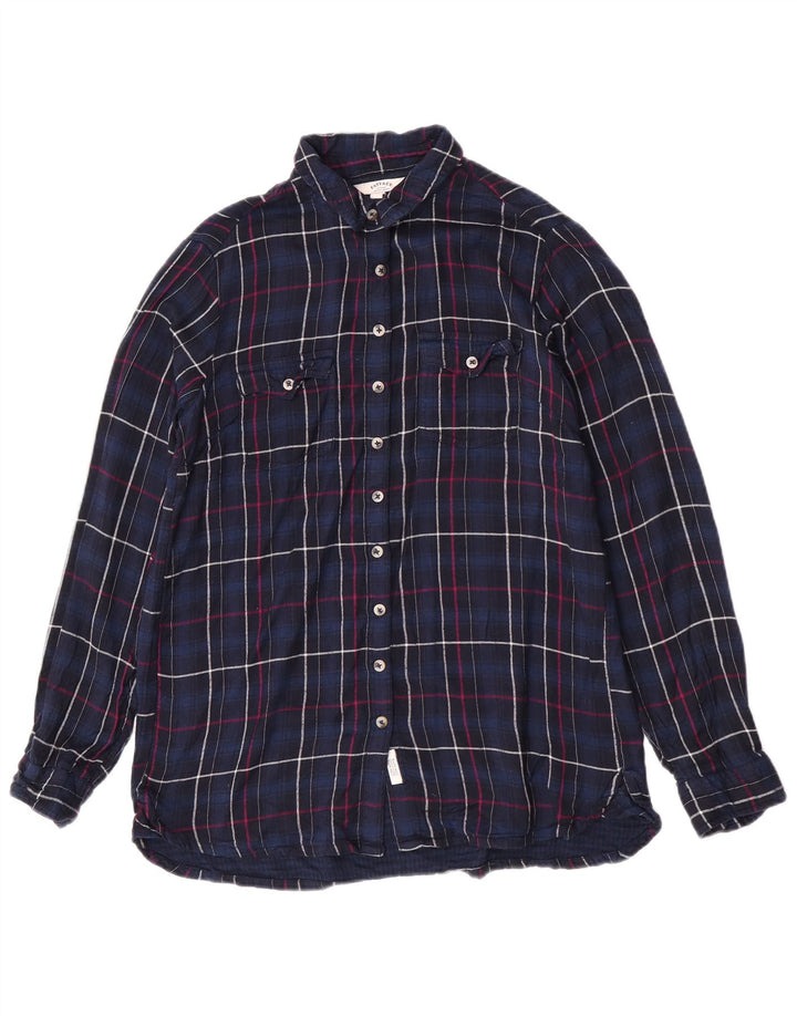 Camisa de franela para mujer Fat Face UK 40 Medium Azul marino Check Viscosa