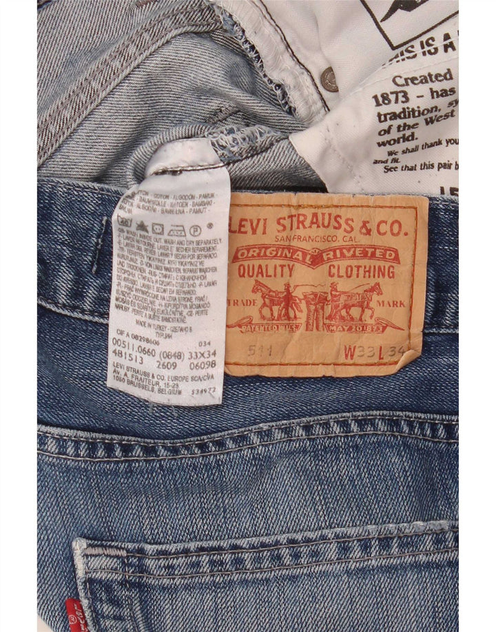 Levi's Hombre 511 Vaqueros Slim Desgastados W33 L34 Algodón Azul