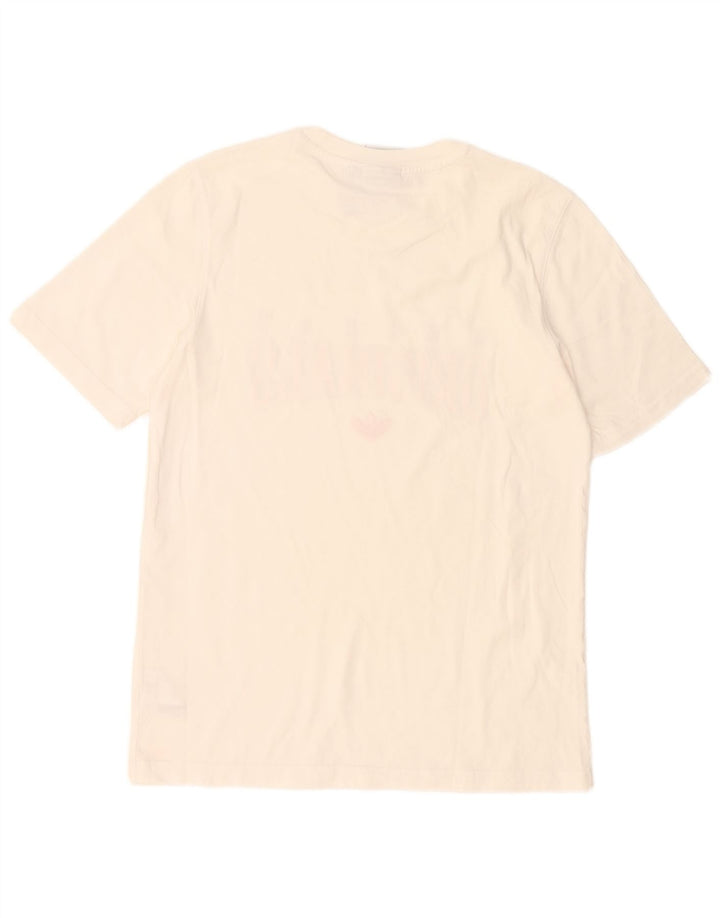 Adidas - Camiseta gráfica para hombre, talla pequeña, algodón blanco
