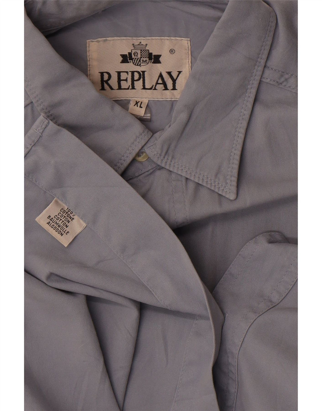 Camisa Replay Hombre XL Algodón Azul