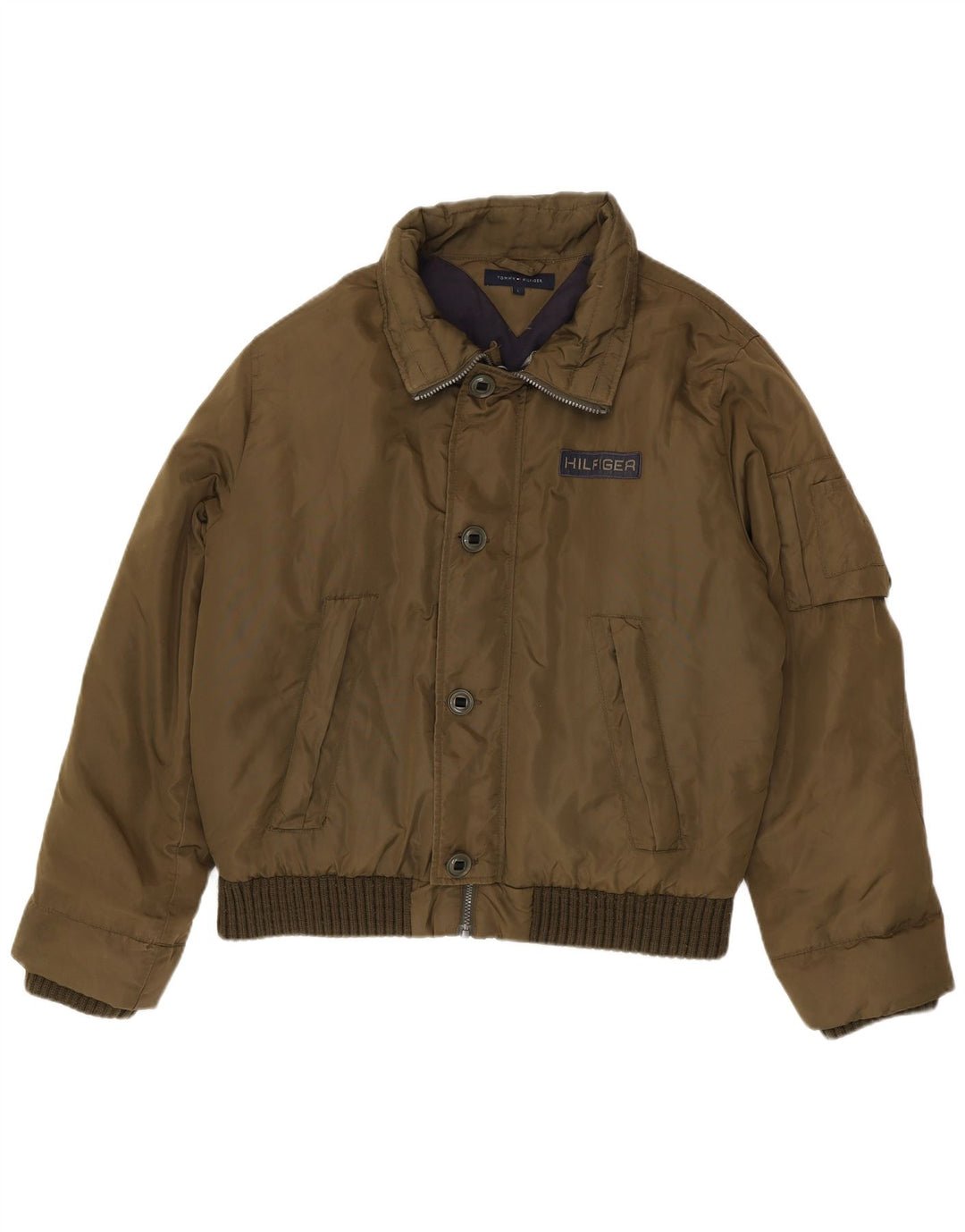 Tommy Hilfiger Chaqueta acolchada para hombre UK 40 Large Khaki Nylon