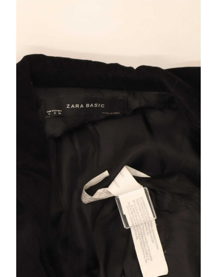 Zara Chaqueta Blazer De Terciopelo Con 1 Botón Para Mujer UK 10 Small Black Cotton