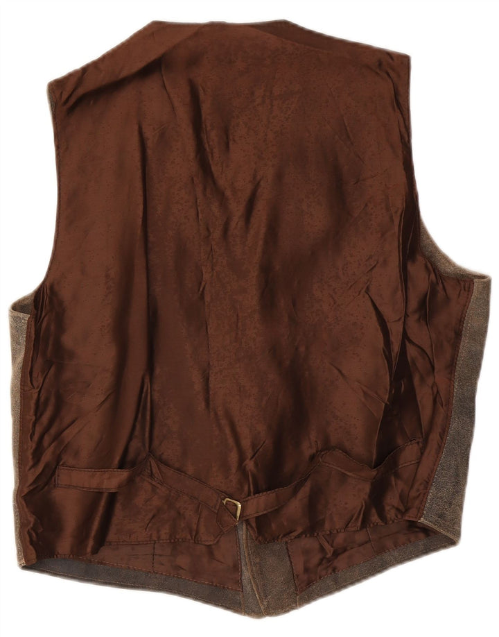 Chaleco de cuero vintage para hombre IT 58 2XL cuero marrón