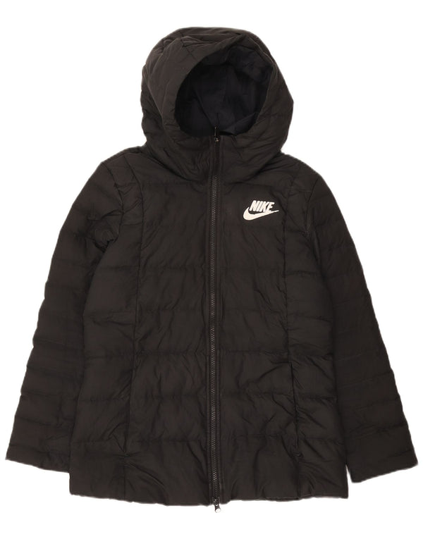 Nike - Chaqueta acolchada con capucha para mujer, talla 40, color gris medio