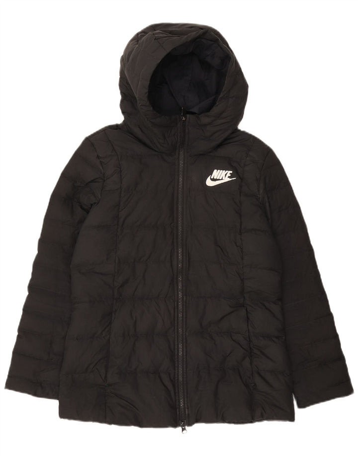 Nike - Chaqueta acolchada con capucha para mujer, talla 40, color gris medio