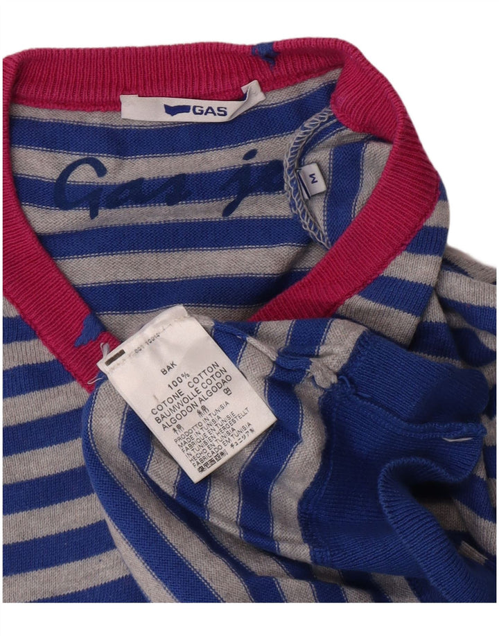 Jersey De Algodón Con Cuello En V Para Hombre Gas Azul Medio A Rayas