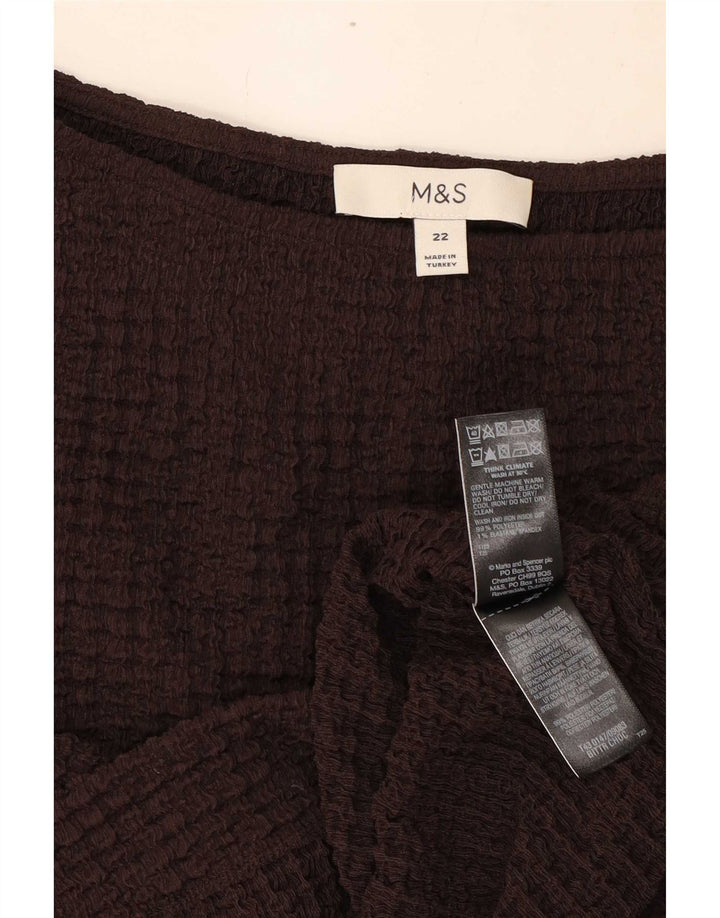 Marks & Spencer Blusa para Mujer Top UK 22 3XL Marrón Poliéster