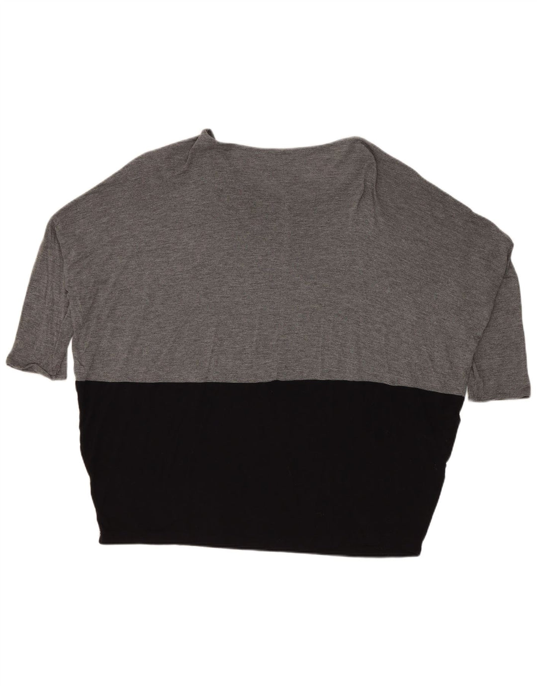 Zara Mujer Top Extragrande Manga 3/4 UK 44 Gris Medio Colorblock