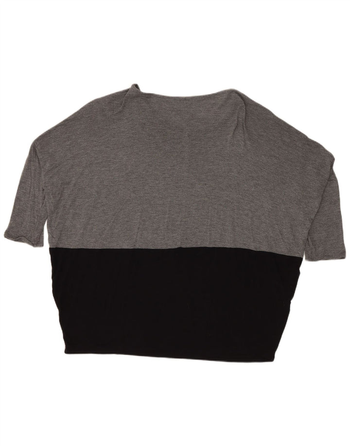 Zara Mujer Top Extragrande Manga 3/4 UK 44 Gris Medio Colorblock