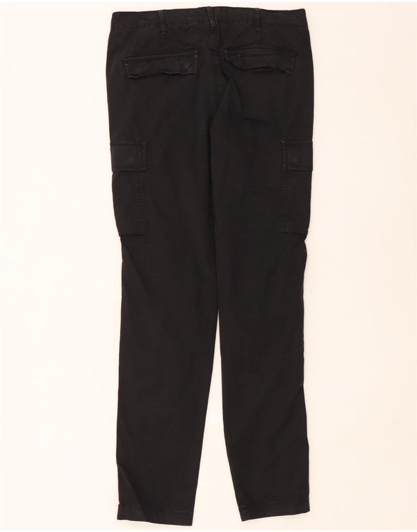 Jack & Jones Mens Straight Cargo Trousers W34 L32 Black Cotton