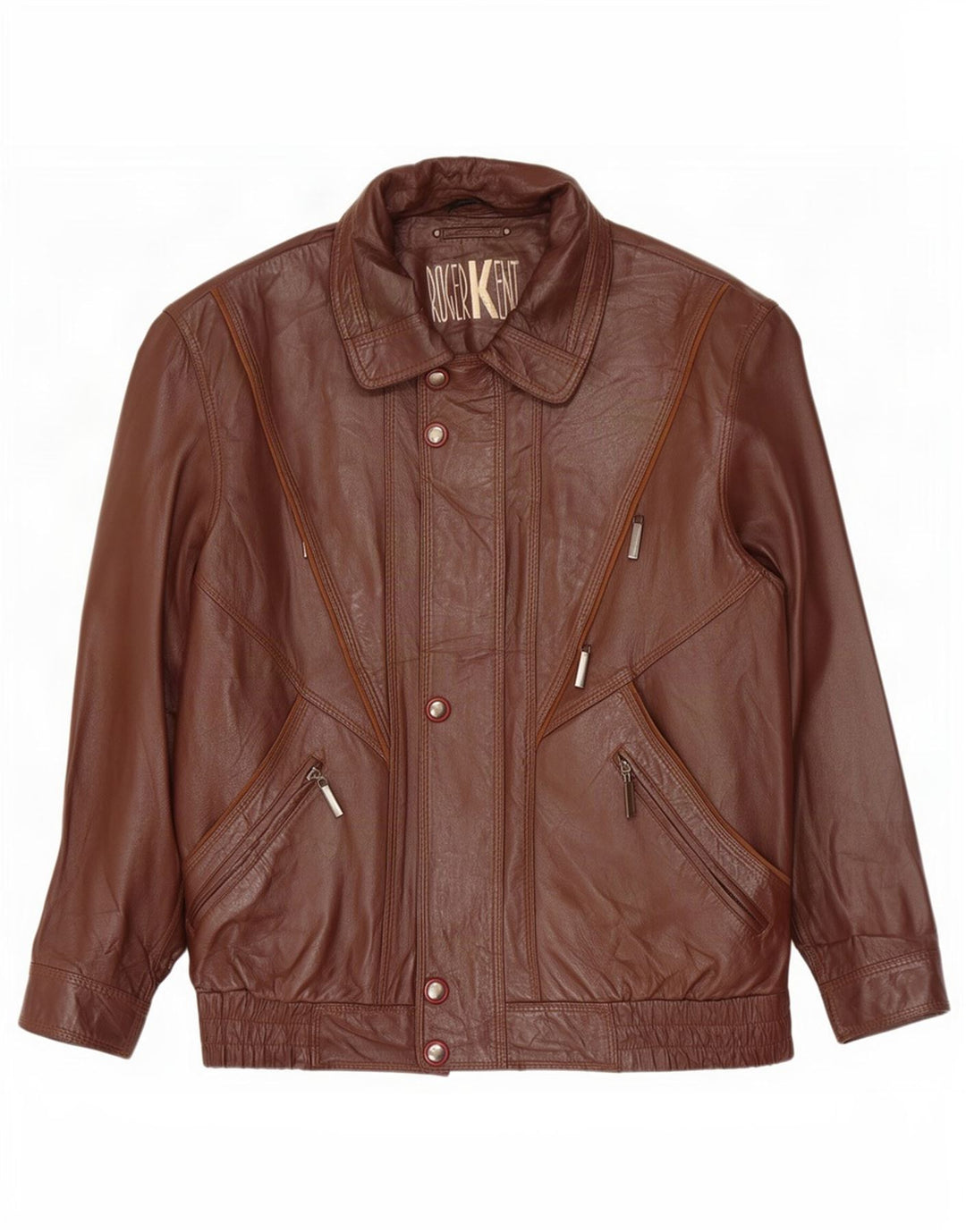 Roger Kent Chaqueta de cuero para hombre Reino Unido 40 Grande Marrón