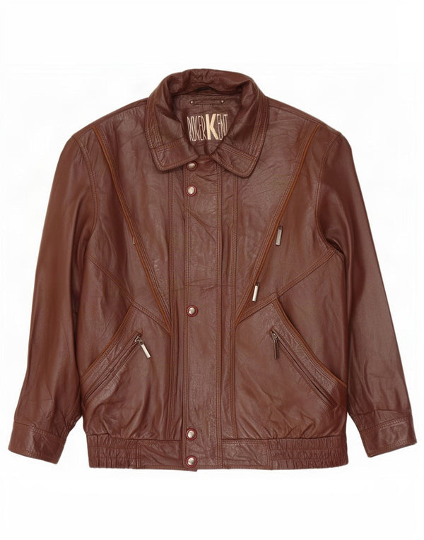 Roger Kent Chaqueta de cuero para hombre Reino Unido 40 Grande Marrón