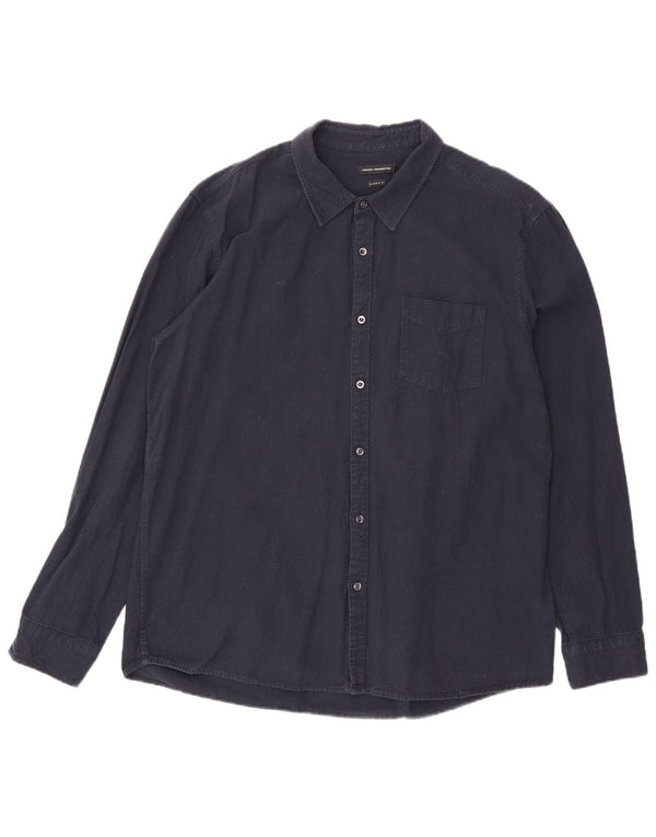 French Connection Camisa de corte clásico para hombre XL Algodón azul marino