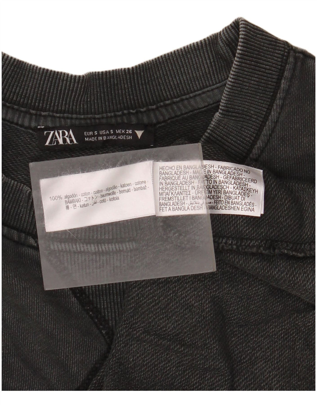Zara Mujer Camiseta Extragrande Top UK 10 Small Gris Algodón