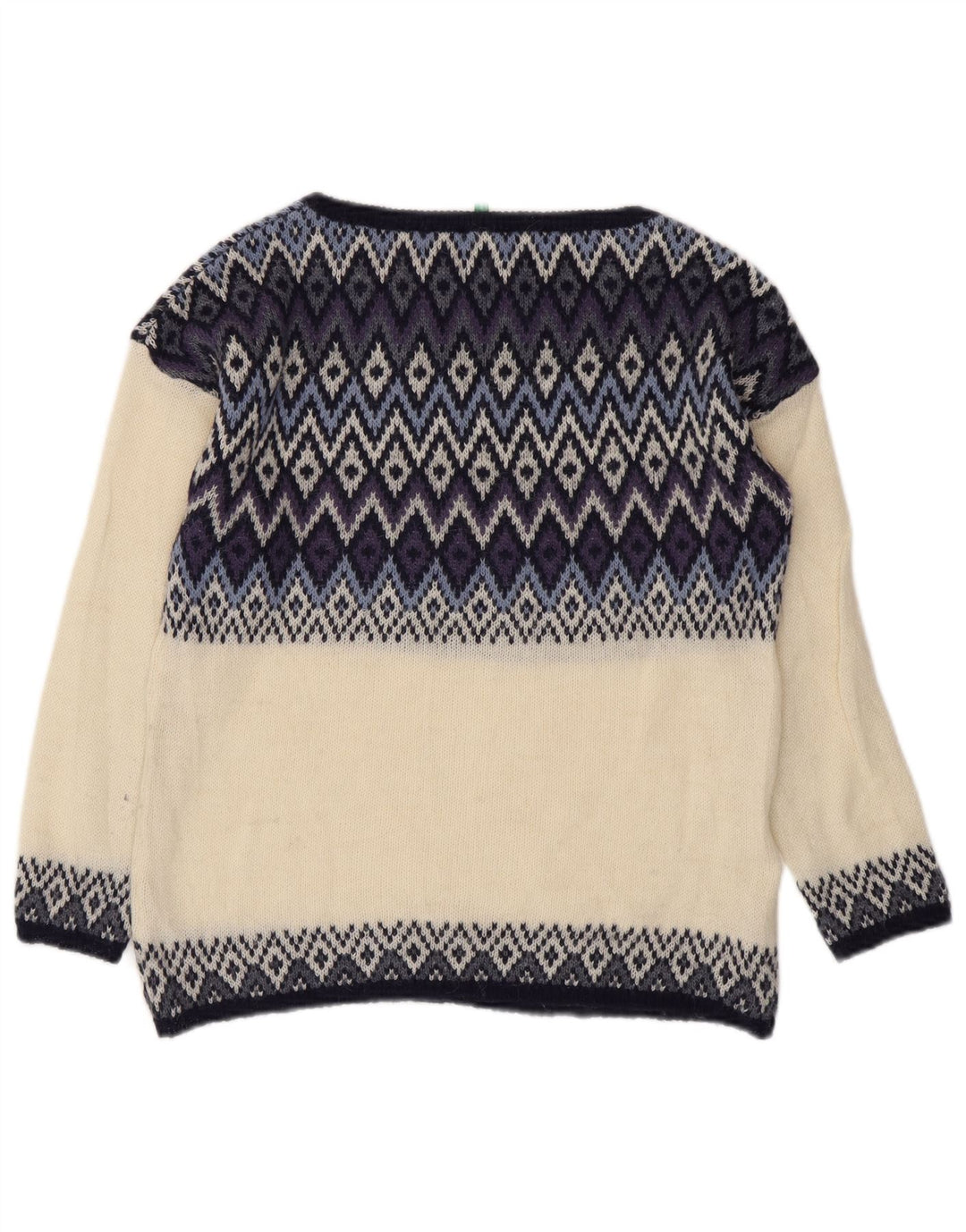 BENETTON Womens Boat Neck Jumper Sweater UK 14 Medium Off White