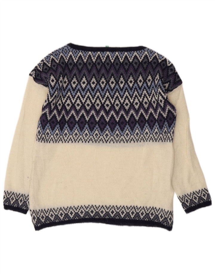 BENETTON Womens Boat Neck Jumper Sweater UK 14 Medium Off White