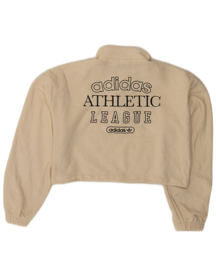 ADIDAS Jersey de forro polar con cuello con cremallera y gráfico extragrande para mujer UK 10 Small Beige
