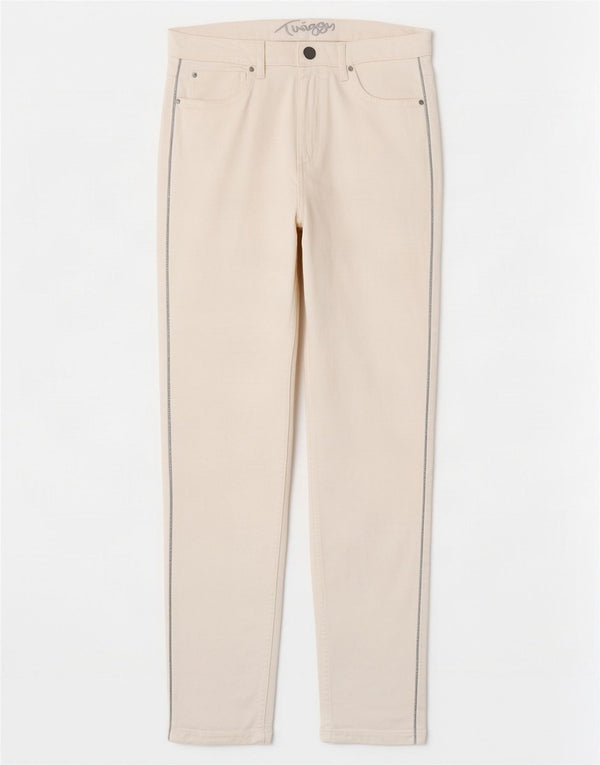 Marks & Spencer Pantalones informales ajustados para mujer UK 12 Medium W30 L28 Blanco