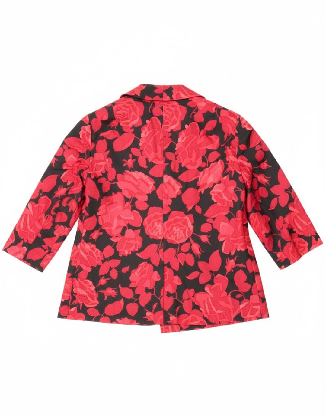 Vintage mujer 3/4 manga 2 botón Blazer chaqueta Reino Unido 14 medio rojo floral