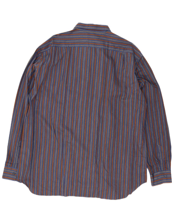 Camisa Vintage Hombre Talla 19 47 3XL Algodón Rayas Azul