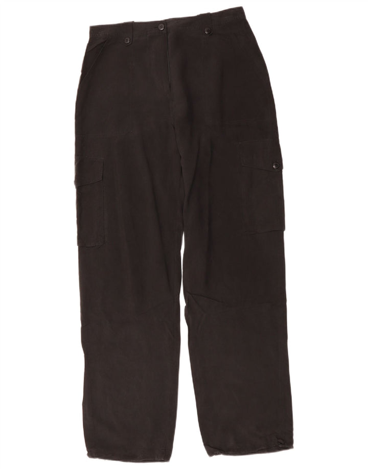 Pantalones cargo rectos para mujer de Warehouse UK 12 Medium W28 L31 Black Silk