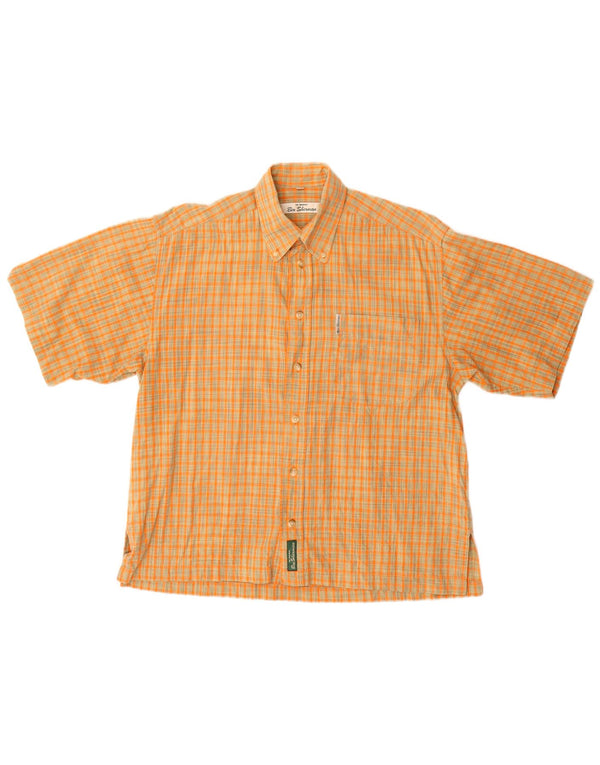 BEN SHERMAN Camisa de manga corta para hombre Cuadros naranja medio