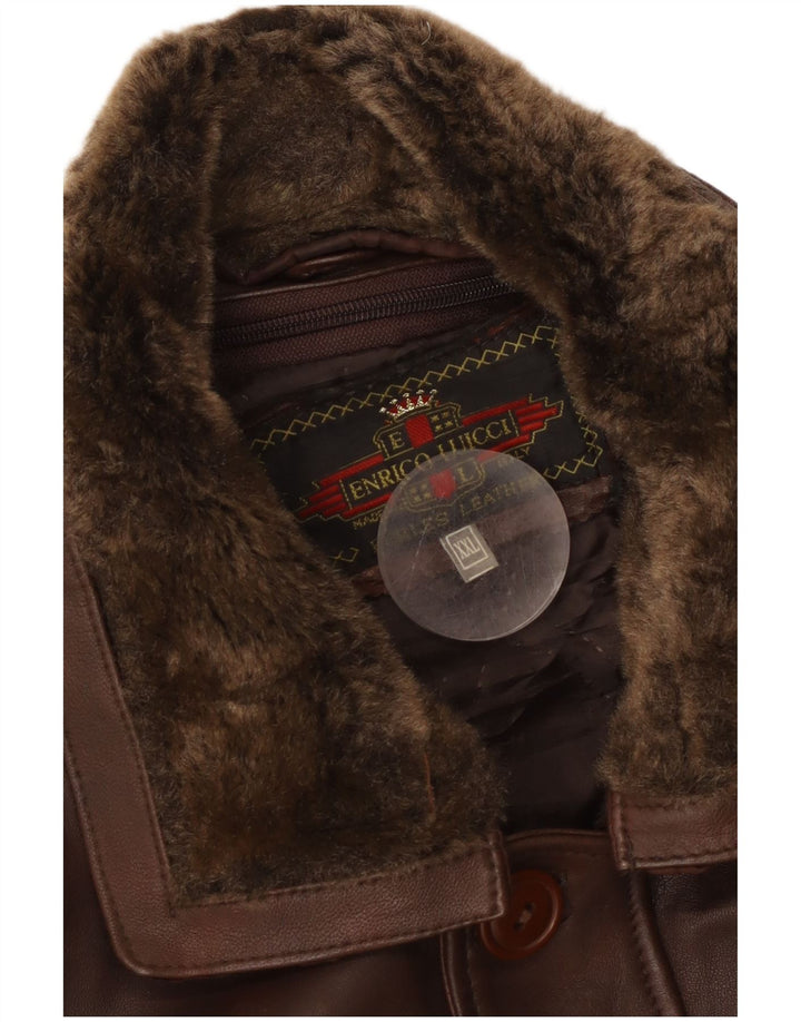 Vintage chaqueta de cuero para hombre Reino Unido 44 2XL cuero marrón