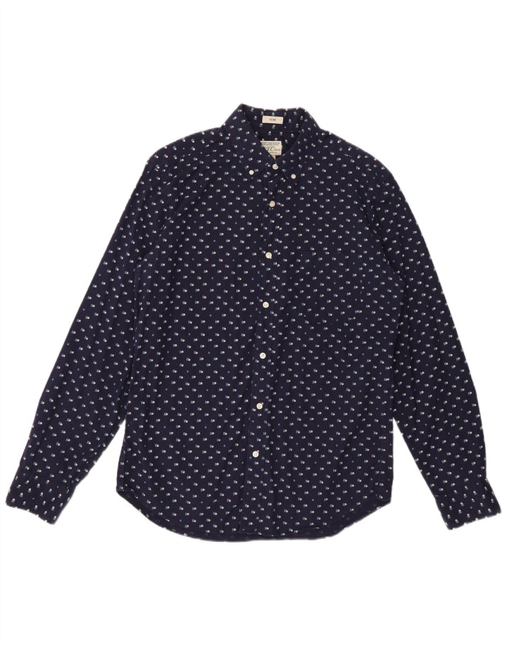 J. Crew Camisa ajustada para hombre Algodón floral azul marino medio